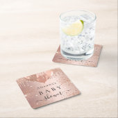 Baby Dusche Rose Gold Glitzer Ballons glamourös Rechteckiger Pappuntersetzer (Vor Ort)