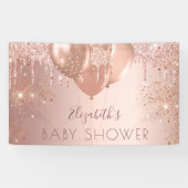 Baby Dusche Rose Gold Glitzer Ballons Mädchen Banner (Horizontal)