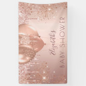 Baby Dusche Rose Gold Glitzer Ballons Mädchen Banner (Vertikal)