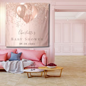 Baby Dusche Rose Gold Glitzer Ballons Wandteppich