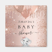 Baby Dusche Rose Gold Glitzer Elefantenballons Magnet (Vorne)