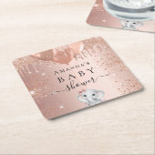 Baby Dusche Rose Gold Glitzer Elefantenballons Rechteckiger Pappuntersetzer (angewinkelt)