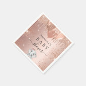 Baby Dusche Rose Gold Glitzer Elefantenballons Serviette (Ecke)