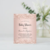 Baby Dusche Rose Gold Glitzer Metal Girl Einladungspostkarte (Stehend Vorderseite)