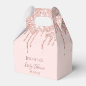 Baby Dusche Rose Gold Glitzer Tropfen Name Geschenkschachtel (Rückseite)