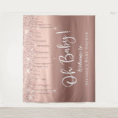 Baby Dusche Rose Gold Glitzer Willkommen Wandteppich (Vorderseite)