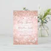 Baby Dusche Rose Gold Glitzer Winter Wonderland Einladung (Stehend Vorderseite)