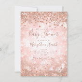 Baby Dusche Rose Gold Glitzer Winter Wonderland Einladung (Vorderseite)
