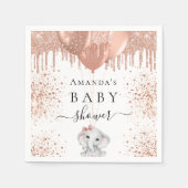 Baby Dusche Rose Gold niedliche Elefantenballons Serviette (Vorderseite)