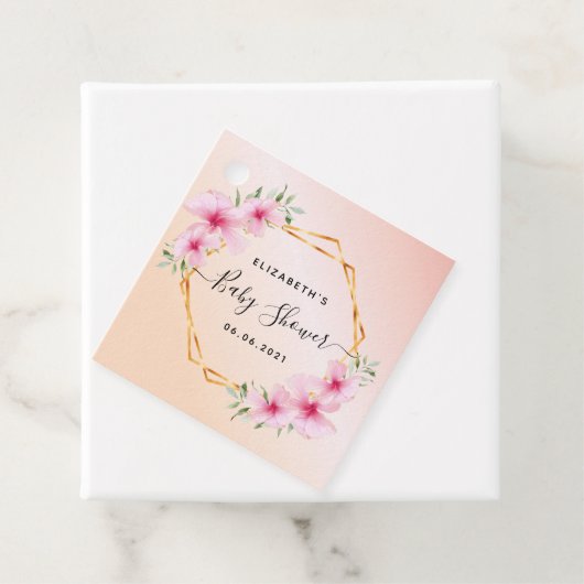 Baby Dusche Rose Gold rot Rosa Blumengeometrie Geschenkanhänger (Beispiel)
