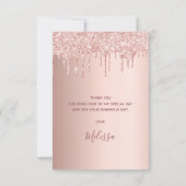 Baby Dusche Rose Gold Tropfen Mädchen Dankeskarte (Rückseite)