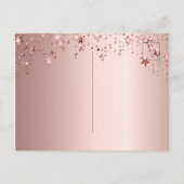 Baby Dusche Rose Goldtropfen Sterne Einladung Postkarte (Rückseite)