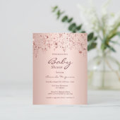 Baby Dusche Rose Goldtropfen Sterne Einladung Postkarte (Stehend Vorderseite)