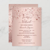 Baby Dusche Rose Goldtropfsterne virtuell Postkarte (Vorne/Hinten)