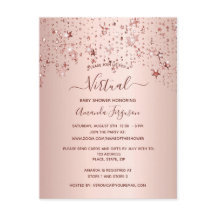 Baby Dusche Rose Goldtropfsterne virtuell