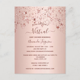 Baby Dusche Rose Goldtropfsterne virtuell Postkarte