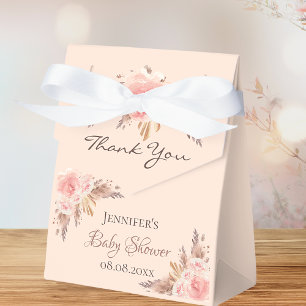 Baby Dusche rot Pampas Gras Blumendanke Geschenkschachtel
