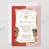 Baby-Dusche, rot, rosa, gold Einladung (Vorderseite)