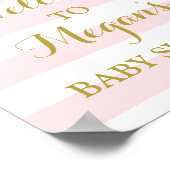 Baby Dusche Schild Pink Streifen Gold Schnee (Ecke)
