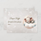 Baby Dusche Schlafen Baby Elephant Diaper Raffle Begleitkarte (Vorne/Hinten)