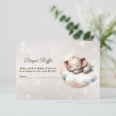 Baby Dusche Schlafen Baby Elephant Diaper Raffle Begleitkarte (Stehend Vorderseite)