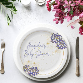 Baby Dusche Schneeschuhfahrer lila Themenpapier Te Pappteller