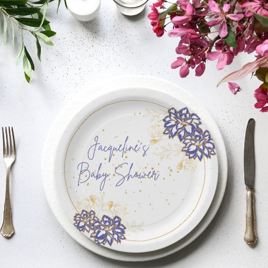 Baby Dusche Schneeschuhfahrer lila Themenpapier Te Pappteller