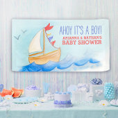 Baby Dusche Segel Boot blau rot Brauch Banner