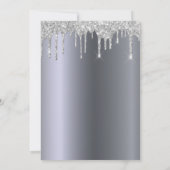 Baby Dusche silber metallischer Glitzer Tropfen Ju Einladung (Rückseite)