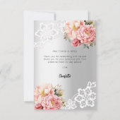 Baby Dusche silberne Blumenspitze Dankeschön Karte (Rückseite)