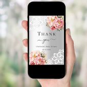 Baby Dusche silberne Blumenspitze Dankeschön Karte