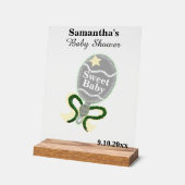 Baby Dusche Silver Yellow Green Rattle Acrylschild (Winkel)