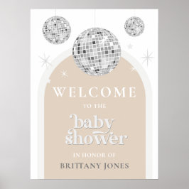 Baby Dusche Single Retro Disco Ball Begrüßungszeic Poster
