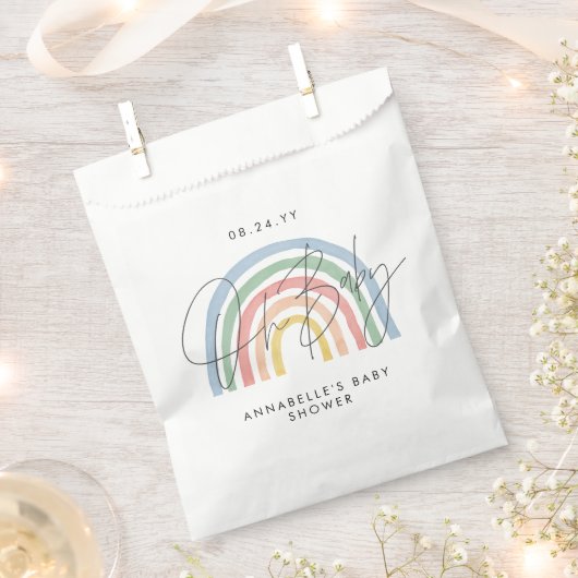 Baby Dusche Skript farbige Aquarellfarbe Regenboge Geschenktütchen (Ausgeschnitten)