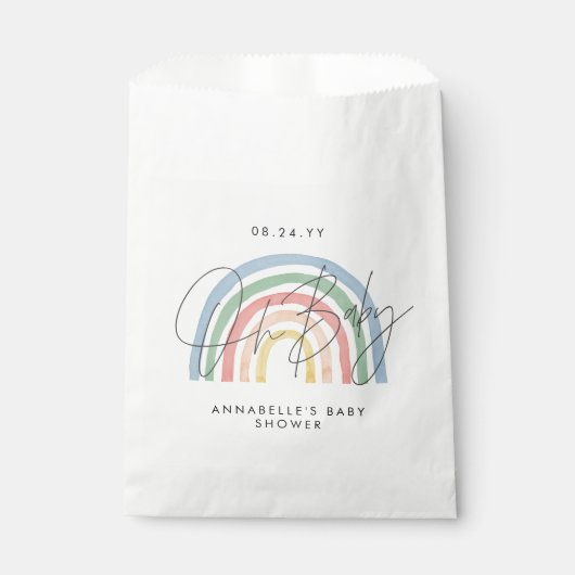 Baby Dusche Skript farbige Aquarellfarbe Regenboge Geschenktütchen (Vorderseite)
