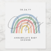 Baby Dusche Skript farbige Aquarellfarbe Regenboge Weinetikett (Einzelnes Label)