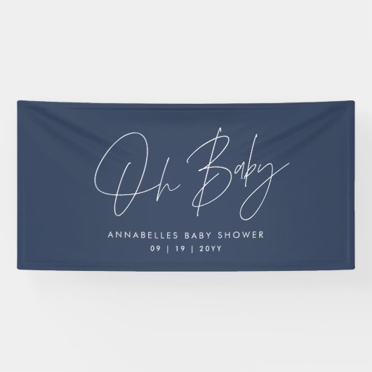 Baby Dusche Skript moderne marineblau elegant Banner (Horizontal)