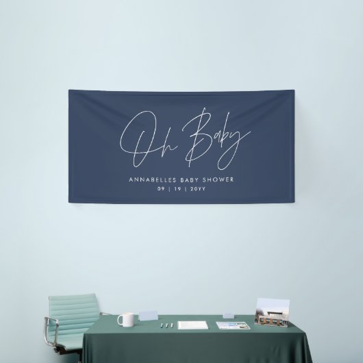 Baby Dusche Skript moderne marineblau elegant Banner (Messeveranstaltung)