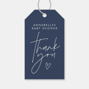 Baby Dusche Skript moderne marineblau elegant Geschenkanhänger
