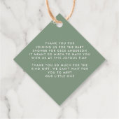 Baby Dusche Skript moderne Weise grün danke Geschenkanhänger (Rückseite)