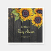 Baby Dusche Sonnenblume Barnwood rustikal Serviette (Vorderseite)