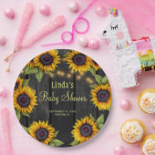 Baby Dusche Sonnenblumen rustikales Stallholz Pappteller (Party)