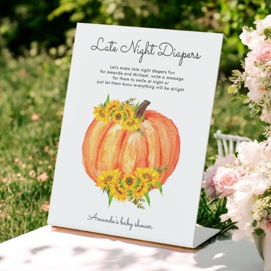 Baby Dusche Spate Night Diapers Pumpkin Sockelschild