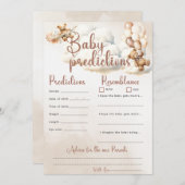 Baby Dusche Spiel BABY PREDICTION Fun Bear Balloon Einladung (Vorne/Hinten)