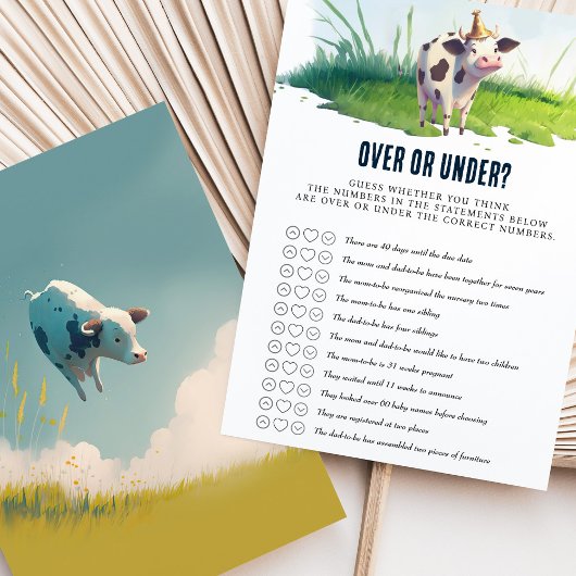 Baby Dusche Spiel über oder unter Kuh Blue Boy