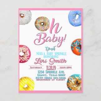 Baby Dusche Sprinkle Donuts Girl Einladungspostkarte