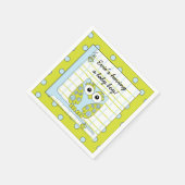 Baby Dusche Standard Cocktail Napkin Blue Owl Serviette (Ecke)