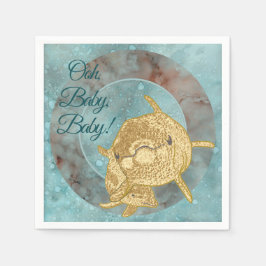 Baby Dusche Standard Napkin Gold Dolphin Baby Mama Serviette