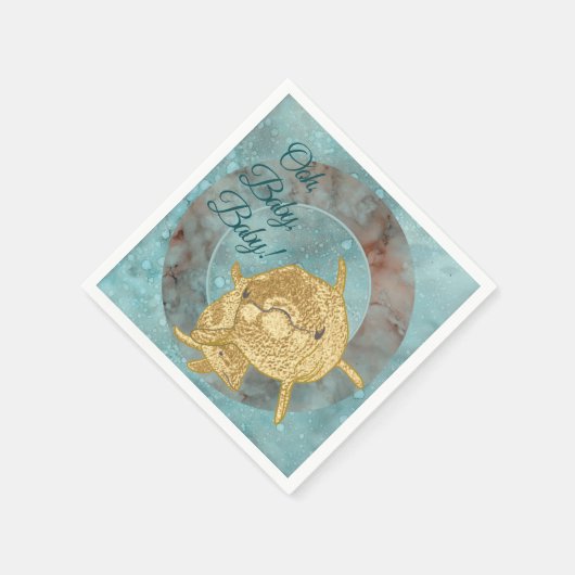 Baby Dusche Standard Napkin Gold Dolphin Baby Mama Serviette (Ecke)