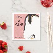 Baby Dusche Standard Napkin "Gold/Pink Penguin" Serviette (Beispiel)